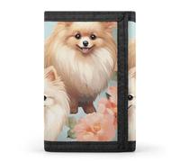 LPSADGF Wallet for Men - Slim Trifold Wallet, USA Flag Patriotic Eagle Money Clip, Coin Purse with 8 Credit Card Holder, Pomeranians Pattern, One Size, Modern