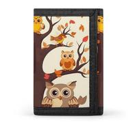 LPSADGF Wallet for Men - Slim Trifold Wallet, USA Flag Patriotic Eagle Money Clip, Coin Purse with 8 Credit Card Holder, Cartoon Family Owls On The Brown Tree, One Size, Modern