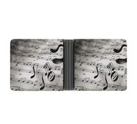 LPSADGF Watercolor Cool Owl Head Men's Wallet Leather Money Clip Slim Passcase With 6 Card Slots, 2 Hidden Pockets, Music Notes Print, One size, Modern