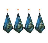 LPSADGF Waxy Monkey Tree Frog Kitchen Hand Towels Absorbent Towels Quick-Drying Towel with Loop & Hook Soft Dish Cloths for Kitchen & Bathroom 4PCS