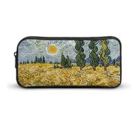 LPSADGF Wheat Fields And Cypress Trees Pencil Pouch Large Capacity Pencil Case - Multi-Use Zippered Pen Organizer, Portable Makeup Bag & Travel Pouch for Office Stationery (8.7x4.7)