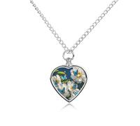 LPSADGF White Blooms Blue Butterflies Pet Cremation Jewelry for Ashes, Pet Urn Necklace Dog Cat Ashes Holder Memorial Locket Pendant with Long Chain, Cremation Urn Necklace for Pets Lovers