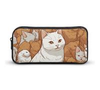 LPSADGF White Cat And Hamster Pencil Pouch Large Capacity Pencil Case- Multi-Use Zippered Pen Organizer, Portable Makeup Bag & Travel Pouch for Office Stationery (8.7x4.7)