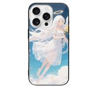LPSADGF White - Haired Angel for iPhone 16 Case, Slim Tempered Glass Back Protective Cover, Soft TPU Shockproof Protective Phone Case