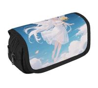 LPSADGF White - Haired Angel Large Pencil Case High Capacity Pencil Pouch Aesthetic Holder Box Storage Bag Desk Organizer Marker Pouch Pen for Supplies Makeup Bag & Daily Use