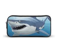 LPSADGF White Shark Pencil Pouch Large Capacity Pencil Case- Multi-Use Zippered Pen Organizer, Portable Makeup Bag & Travel Pouch for Office Stationery (8.7x4.7)