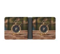 LPSADGF Wild Ducks And Tree Men's Wallet Leather Money Clip Slim Passcase With 6 Card Slots, 2 Hidden Pockets, Sail Boat Nautical Compass, One Size, Modern