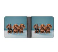 LPSADGF Wild Ducks And Tree Men's Wallet Leather Money Clip Slim Passcase With 6 Card Slots, 2 Hidden Pockets, three dachshunds, One Size, Modern