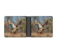 LPSADGF Wild Ducks And Tree Men's Wallet Leather Money Clip Slim Passcase With 6 Card Slots, 2 Hidden Pockets, Wild Ducks and Tree, One Size, Modern