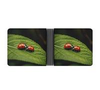 LPSADGF Wild Ducks And Tree Men's Wallet Leather Money Clip Slim Passcase With 6 Card Slots, 2 Hidden Pockets, Leaves and Ladybug, One Size, Modern