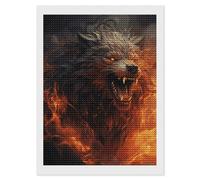 LPSADGF Wild Wolf in The Fire Diamond Painting Kits for Adults 12"x16" Diamond Art Kits 5D Diamonds Painting DIY Full Drill Diamonds Paintings Flower Plant Gem Art and Crafts