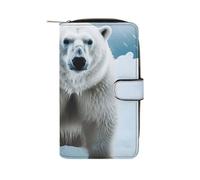 LPSADGF Wine Bottle Art Wallet with 12 Card Slots - PU Leather Long Clutch Purse, Zipper Coin Holder & ID Window, Lightweight Travel Cash Wallet, Cool Animal White Polar Bear, 19.7x11x3.5cm, Modern