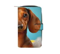 LPSADGF Wolf Tribe Wallet with 12 Card Slots - PU Leather Long Clutch Purse, Zipper Coin Holder & ID Window, Lightweight Travel Cash Wallet, Dachshund Dog, 19.7x11x3.5cm, Modern