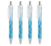 LPSADGF World Map Ballpoint Pens 4 PCS Retractable Smooth Writing Pens with Quick-Drying Ink, Comfort Grip Office Black Pens for Everyday Use, Bulk Office Supplies for Professionals