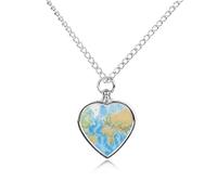 LPSADGF World Map Pet Cremation Jewelry for Ashes, Pet Urn Necklace Dog Cat Ashes Holder Memorial Locket Pendant with Long Chain, Cremation Urn Necklace for Pets Lovers