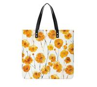 LPSADGF Yellow Flower Pattern Tote Bags for Women Leather Handbag Makeup Bag with Magnetic Buckle Design Casual Bag, Yellow Flower Pattern, 39x39cm