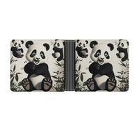 LPSADGF Yellow Gray Flower Men's Wallet Leather Money Clip Slim Passcase With 6 Card Slots, 2 Hidden Pockets, Playful Panda, One Size, Modern