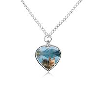 LPSADGF Yorkshire Terrier by Lake Pet Cremation Jewelry for Ashes, Pet Urn Necklace Dog Cat Ashes Holder Memorial Locket Pendant with Long Chain, Cremation Urn Necklace for Pets Lovers