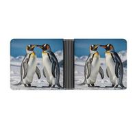LPSADGF Young Penguins With Snow Men's Wallet Leather Money Clip Slim Passcase With 6 Card Slots, 2 Hidden Pockets, Young Penguins With Snow, One Size, Modern