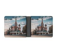 LPSADGF Young Penguins With Snow Men's Wallet Leather Money Clip Slim Passcase With 6 Card Slots, 2 Hidden Pockets, St Basil Cathedral Red Square In Moscow, One Size, Modern