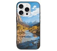 LPSADGF Zion National Park for iPhone 16 Case, Slim Tempered Glass Back Protective Cover, Soft TPU Shockproof Protective Phone Case Black