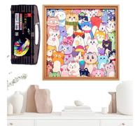 Lpsdssre Jigsaw Puzzle Frames | Cute Funny Wooden Home Decor | Cartoon Cat Hand-Drawn Puzzle Frame | for Home Classroom Birthday Christmas Children's Day Decoration Display