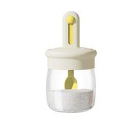 Lpsdssre S Pice Jars With Spoon, Glass Seasoning Jar Airtight Lidded, 275ml Wide-Mouth Food Storage Container, Portable, Multipurpose Use, 15x7.5x7.5cm, For Counter Restaurant Camping