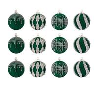 Lpsdssre Velvet Christmas Balls | 12-Piece Christmas Flocked Balls Ornaments - Holiday Home Decor for Indoor Outdoor Party Bedroom Living Room Kitchen Table Mantel Garland