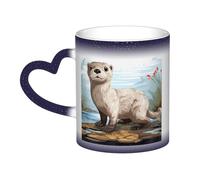 LPSRTWE 11oz Color Changing Coffee Mug with Handle Ceramic Coffee Cups Heat Sensitive Cup Funny Magic Mugs Otter Tea Cup Colour Changing Mug Porcelain Mugs for Xmas Gifts