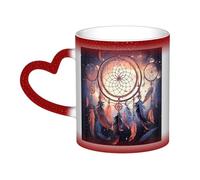 LPSRTWE 11oz Color Changing Coffee Mug with Handle Ceramic Coffee Cups Heat Sensitive Cup Funny Magic Mugs Native American Dream Catcher Tea Cup Colour Changing Mug Porcelain Mugs for Xmas Gifts