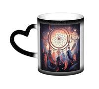 LPSRTWE 11oz Color Changing Coffee Mug with Handle Ceramic Coffee Cups Heat Sensitive Cup Funny Magic Mugs Native American Dream Catcher Tea Cup Colour Changing Mug Porcelain Mugs for Xmas Gifts