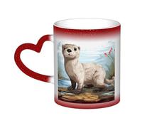LPSRTWE 11oz Color Changing Coffee Mug with Handle Ceramic Coffee Cups Heat Sensitive Cup Funny Magic Mugs Otter Tea Cup Colour Changing Mug Porcelain Mugs for Xmas Gifts