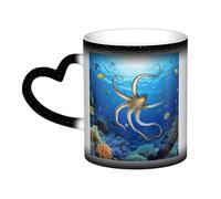 LPSRTWE 11oz Color Changing Coffee Mug with Handle Ceramic Coffee Cups Heat Sensitive Cup Funny Magic Mugs Marine biology Tea Cup Colour Changing Mug Porcelain Mugs for Xmas Gifts