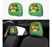 LPSRTWE 2 Pcs Car Seat Headrest Cover, Soft Breathable Front Seat Head Rest Covers Elastic Washable SUV Head Rest Cover Protector Green Clever Monkey Universal Headrest Covers for Car