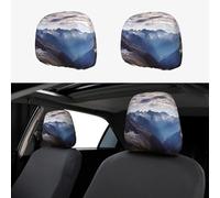 LPSRTWE 2 Pcs Car Seat Headrest Cover, Soft Breathable Front Seat Head Rest Covers Elastic Washable SUV Head Rest Cover Protector Alps Panorama Universal Headrest Covers for Car