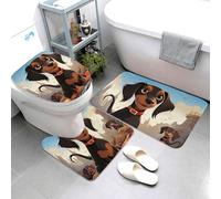 LPSRTWE 3 Piecse Bathroom Rug Set,Non-Slip Bath Mats for Floor Ultra Soft Absorbent Bath Rugs I Love My Dog Dachshunds U-Shaped Contour Rug and Toilet Lid Cover for Tub Shower Vanity Area Rugs