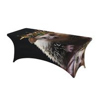 LPSRTWE 6FT Spandex Table Cloth for Rectangular Tables, Wrinkle Resistant Stretch Tablecloths Crown with Hedgehog Waterproof Picnic Tablecloth for Party, Banquet, Wedding Table Cover