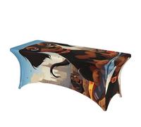 LPSRTWE 6FT Spandex Table Cloth for Rectangular Tables, Wrinkle Resistant Stretch Tablecloths I Love My Dog Dachshunds Waterproof Picnic Tablecloth for Party, Banquet, Wedding Table Cover
