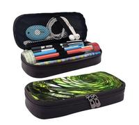 LPSRTWE Abstract Green Snake Pencil Case Large Capacity Pen Pouch Leather Zipper Pencil Box Holder Portable Pen Bag for Women Men