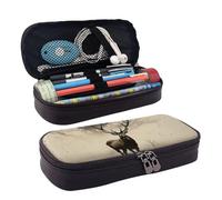 LPSRTWE Abstract Tree Elk Picture Pencil Case Large Capacity Pen Pouch Leather Zipper Pencil Box Holder Portable Pen Bag for Women Men