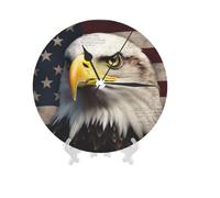LPSRTWE American Animal Eagle Wall Clock 10 Inch Non-Ticking Silent Analog Wall Clock Battery Operated Clock Round Decorative Clocks for Office, Home, Bathroom, Kitchen, Bedroom, Living Room