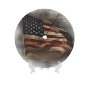 LPSRTWE American Flag Wall Clock 10 Inch Non-Ticking Silent Analog Wall Clock Battery Operated Clock Round Decorative Clocks for Office, Home, Bathroom, Kitchen, Bedroom, Living Room