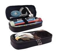 LPSRTWE An Eagle Pencil Case Large Capacity Pen Pouch Leather Zipper Pencil Box Holder Portable Pen Bag for Women Men