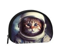 LPSRTWE Animal Cat Astronaut Mini Coin Purse Pouch Change Holder, Shell Shape Zip Around Wallet,Credit Card Holder for Women, Animal Cat Astronaut, One Size