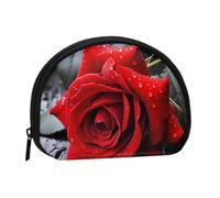 LPSRTWE Animal Giraffe Print Mini Coin Purse Pouch Change Holder, Shell Shape Zip Around Wallet,Credit Card Holder for Women, A Red Rose, One Size, Classic