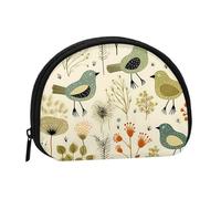 LPSRTWE Animal Giraffe Print Mini Coin Purse Pouch Change Holder, Shell Shape Zip Around Wallet,Credit Card Holder for Women, Yellow Leaves Chicken, One Size, Classic