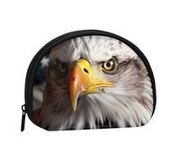 LPSRTWE Animal Giraffe Print Mini Coin Purse Pouch Change Holder, Shell Shape Zip Around Wallet,Credit Card Holder for Women, America Flag and Eagle, One Size, Classic