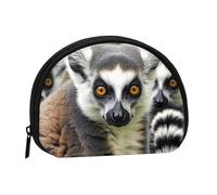 LPSRTWE Artificial Flower Mini Coin Purse Pouch Change Holder, Shell Shape Zip Around Wallet,Credit Card Holder for Women, Animals Lemur Pattern, One Size, Classic