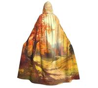 LPSRTWE Autumn scene Hooded Cloak Full Length Hooded Robe Witch Cape Halloween Cosplay Costumes for Women Men