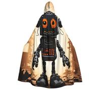 LPSRTWE Black robot Hooded Cloak Full Length Hooded Robe Witch Cape Halloween Cosplay Costumes for Women Men